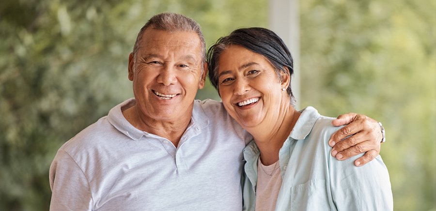 senior couple smiling