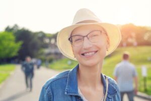 Cancer patient with healthy teeth. 