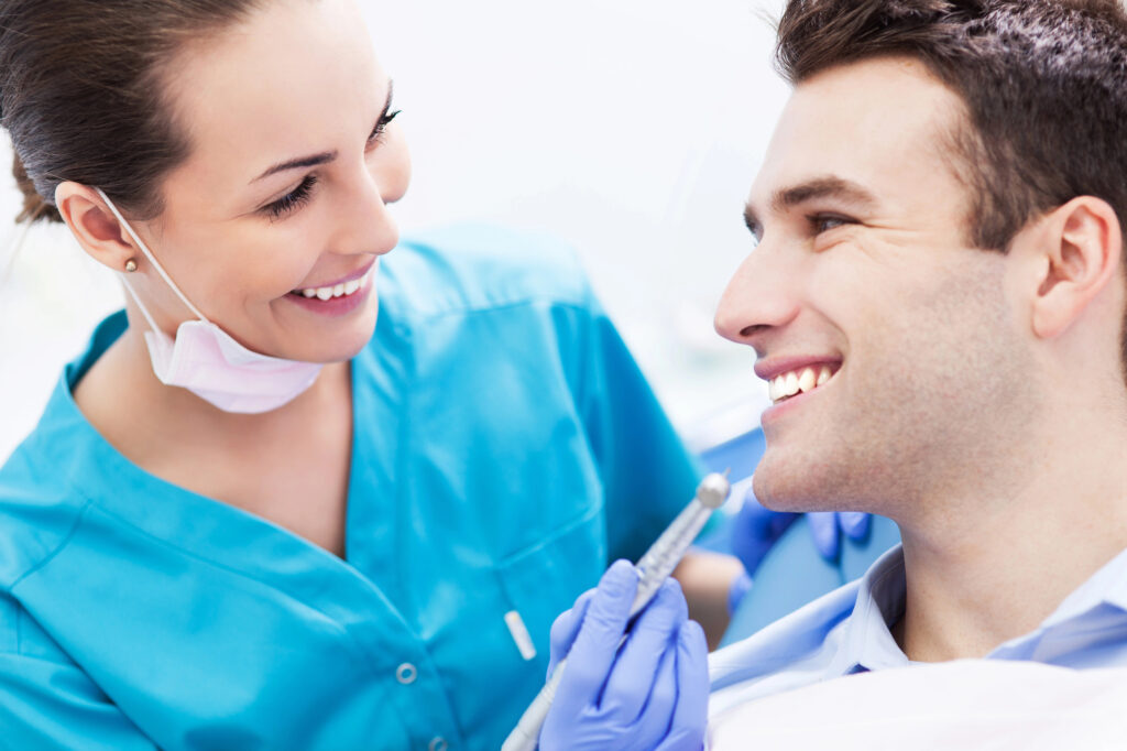 Man getting dental cleaning.